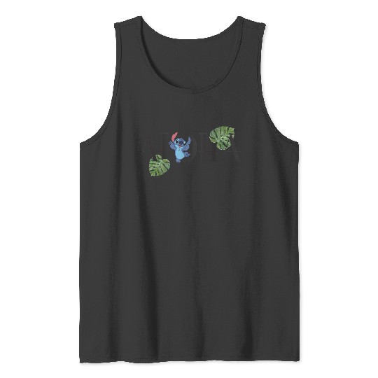 Disney Lilo Stitch Aloha Happy Stitch Dancing Big Logo Tank Tops