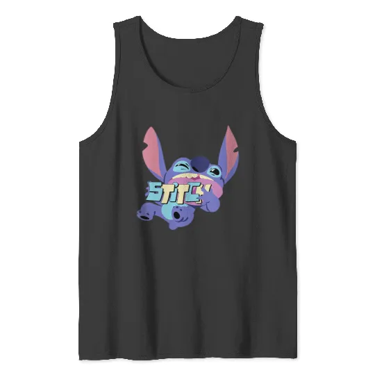 Womens Disney Lilo Stitch Playful Silly Stitch Big Chest Portrait Tank Tops