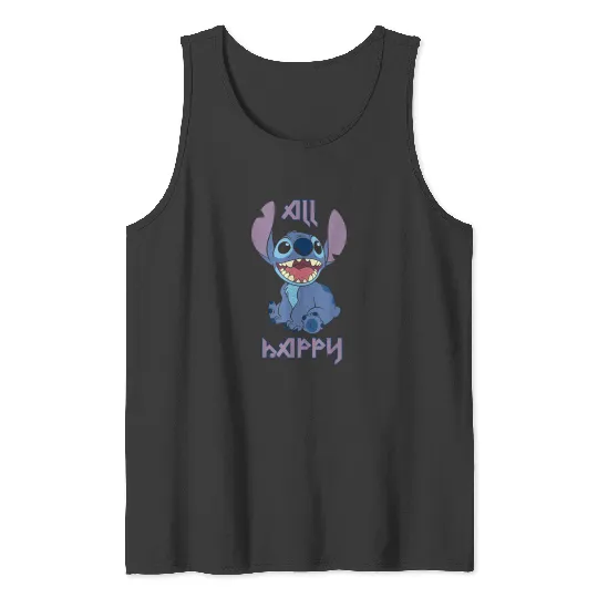 Disney Lilo Stitch All Happy Cute Stitch Smiling Portrait Tank Tops