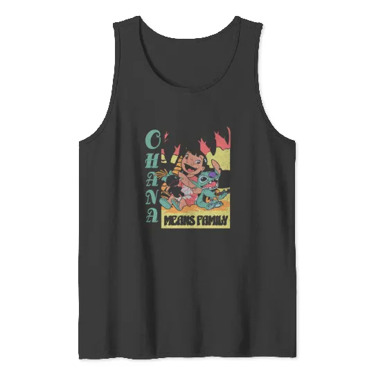 Disney Lilo Stitch Aloha Means Family Chest Retro Poster Tank Tops