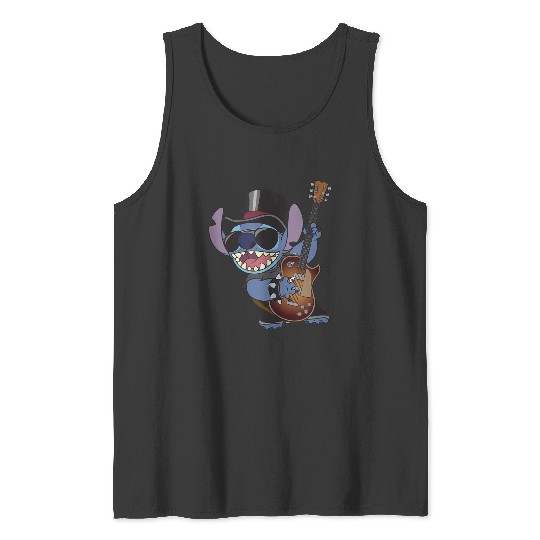 Disney Lilo Stitch Rock Star Playing Big Chest Portrait Tank Tops