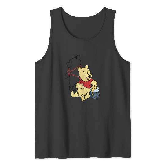 Disney Winnie The Pooh Line Art Portrait Tank Tops