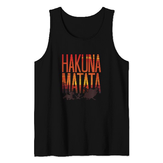 Disneyss The Lion King Hakuna Matata Sunset Group Shot Shadows Tank Tops