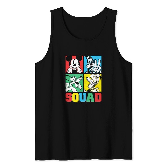 Disneyss Mickey Goofy Donald Pluto Squad Grid Tank Tops