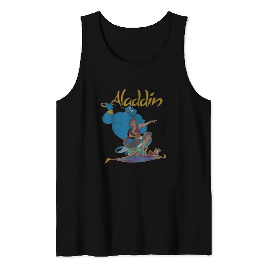 Disneyss Aladdin Vintages Group Shot Logo Tank Tops