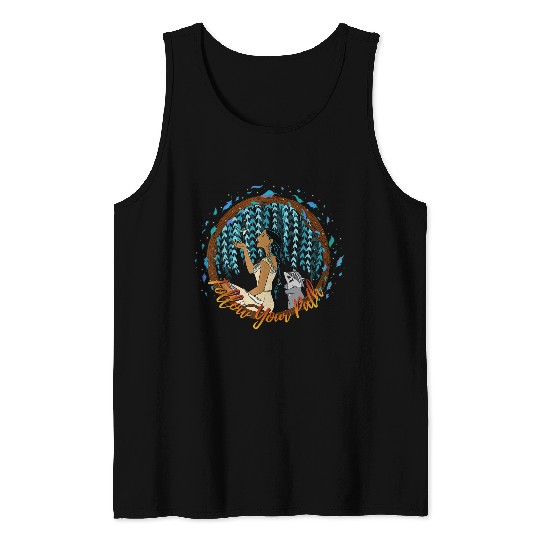 Disneyss Pocahontas Follow Your Path Circle Text Tank Tops