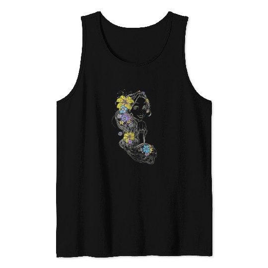 Disney Tangled Rapunzel Floral Sketch Tank Tops