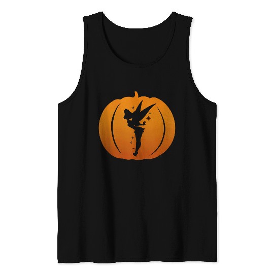 Disneyss Tinker Bell Silhouette Halloween Pumpkin Tank Tops