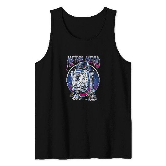 Star Warss R2D2 Metal Head Vintages Disney+ Tank Tops