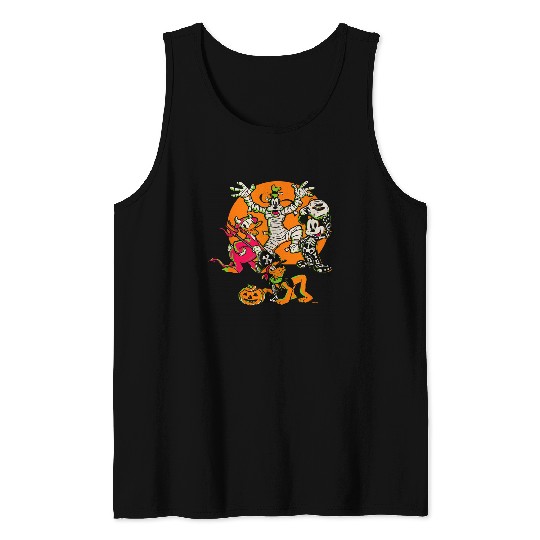 Disney 100 Mickey Donald Goofy & Pluto Halloween Tank Tops