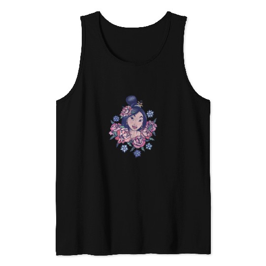 Disney Mulan Floral Portrait  Graphic TShirt Tank Tops
