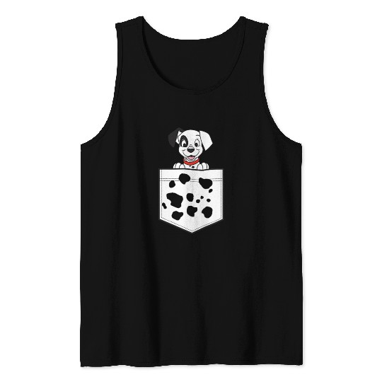 Disneyss 101 Dalmatians Patch Puppy Dotted Pocket Logo Tank Tops