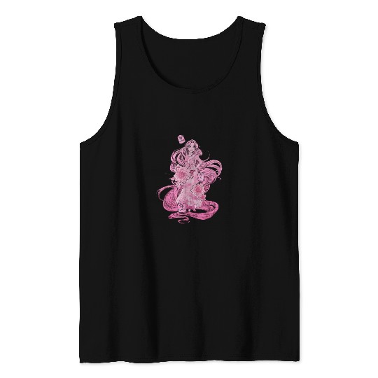 Disney Tangled Pink Tonal Rapunzel Portrait Grap Tank Tops