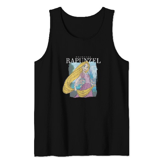 Disney Tangled Princess Rapunzel Distressed Portrait Tank Tops