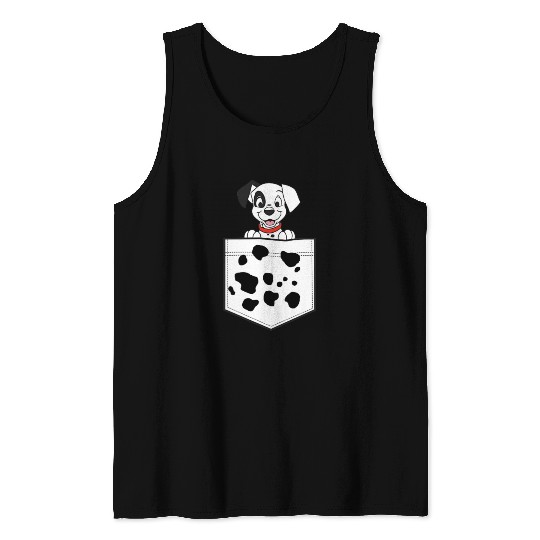 Disney 101 Dalmatians Patch Puppy Dotted Pocket Logo Tank Tops