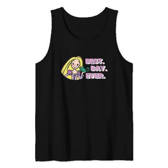 Disneyss Tangled Rapunzel Pascal Drawing Best Day Ever Logo Tank Tops