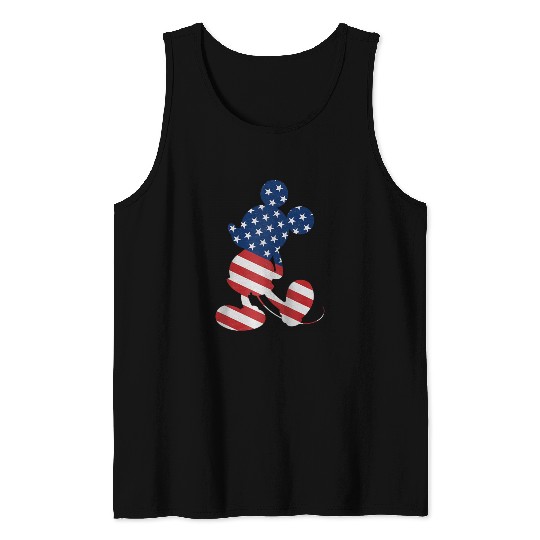 Disney Mickey Mouse American Flag USA T  Raglan Baseball Tee Tank Tops