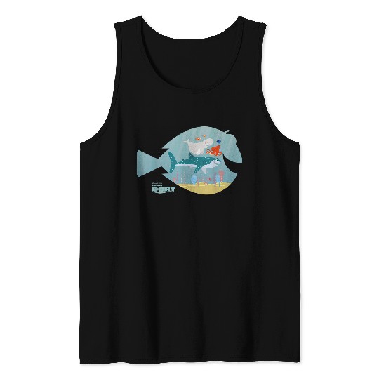 Disneyss Pixars Finding Dory Fish Frame Adventure Crew Logo Tank Tops