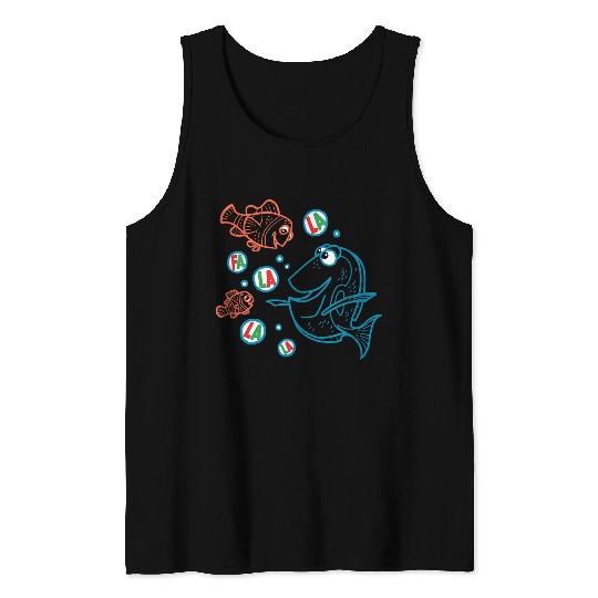 Disneyss Pixars Finding Nemo Christmas Fa La La La Outline Logo Tank Tops