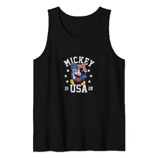 Disney Mickey Waving Flag USA Tank Tops