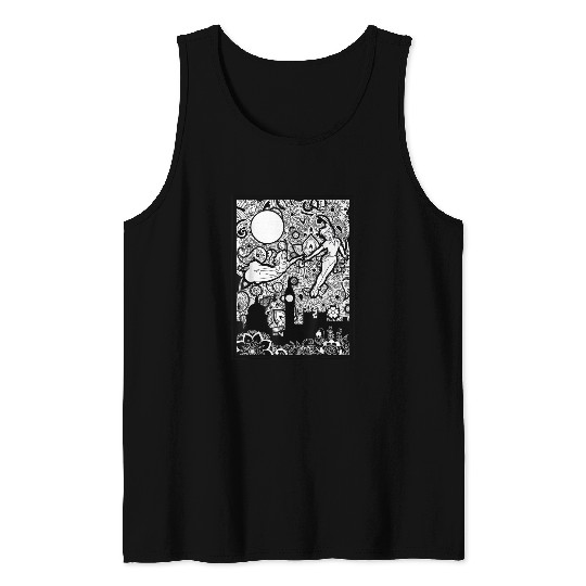 Disneyss Peter Pan And Wendy Paisley Flying Poster Tank Tops