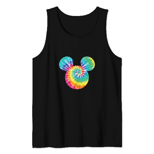Disney Mickey Mouse Icon Rainbow Tie-Dye Short Sleeve Tank Tops