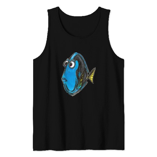 Disneyss Pixars Finding Nemo Dory Blue Fish Sketch Portrait Tank Tops