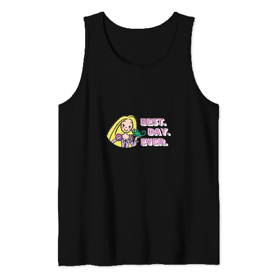 Disney Tangled Rapunzel Pascal Drawing Best Day Ever Logo Tank Tops