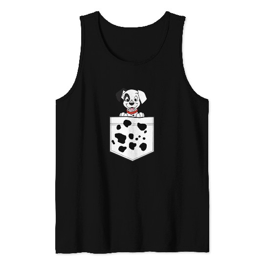 Disney 101 Dalmatians Patch Puppy Dotted Pocket Logo Tank Tops