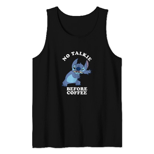 Disney Lilo Stitch No Talkie Before Coffee Grumpy Alien Tank Tops