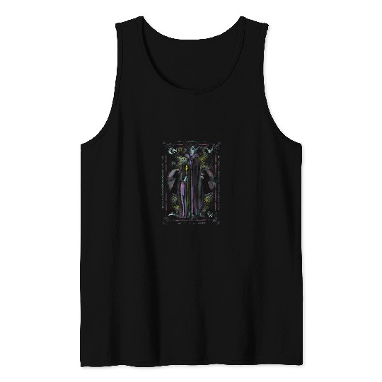 Disney Sleeping Beauty Maleficent Floral Tarot C Tank Tops