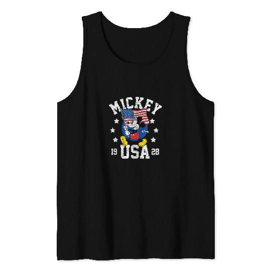 Disney Mickey Waving Flag USA Tank Tops