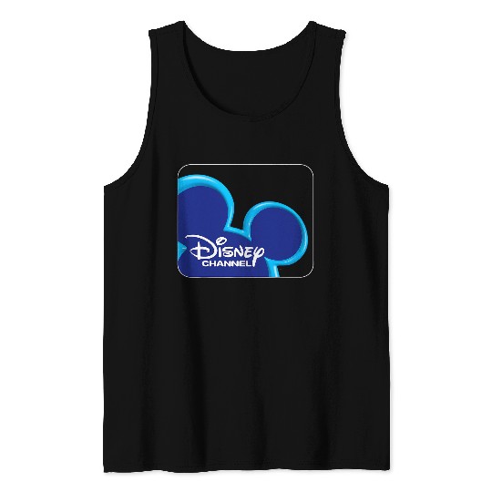 Disney Channel  Mickey Mouse Blue Retro 2000s Logo Tank Tops