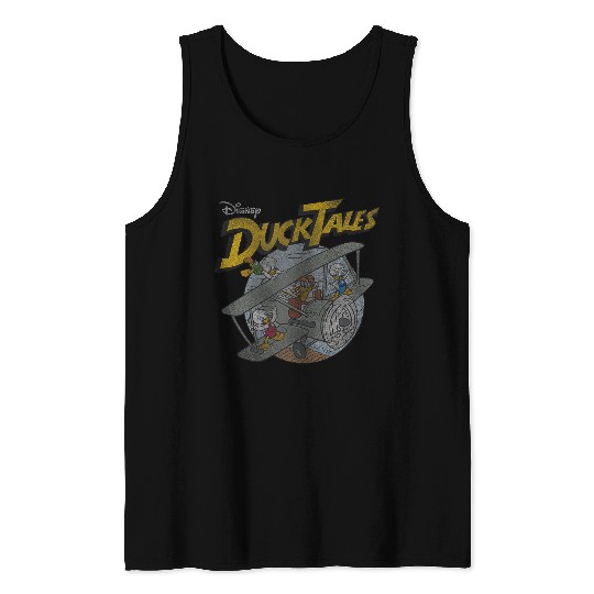 Disney Ducktales Ducks On Airplane Distressed Portrait Tank Tops