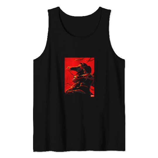Disney Mulan and Khan Red Poster Graphic Tank Tops