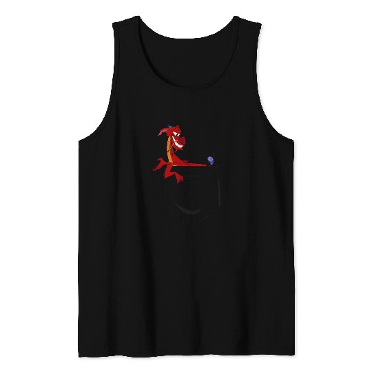 Disney Mulan Mushu Left Chest Pocket Graphic Tank Tops