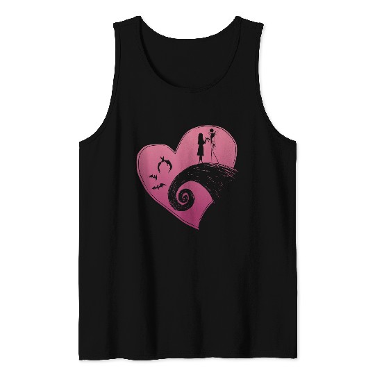 Disneyss The Nightmare Before Christmas Jack And Sally Heart Tank Tops