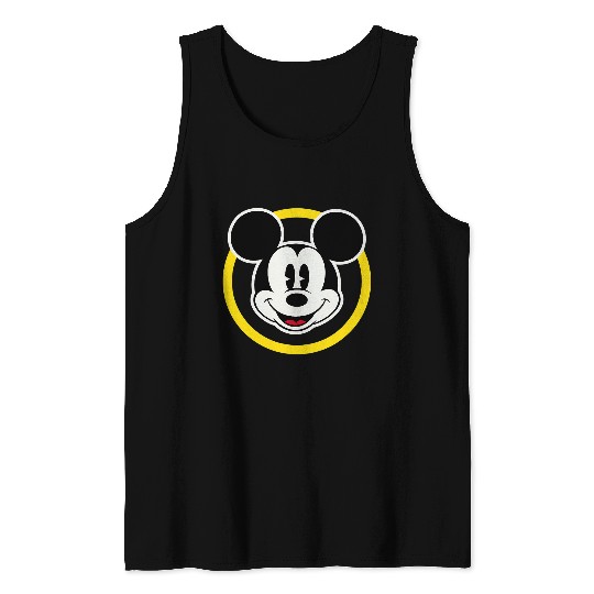 Amazonss Essentials Disney Smiling Mickey in Yellow Circle Tank Tops