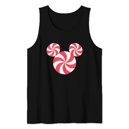 Disneyss Mickey Mouse Icon Christmas Peppermint Candy Holiday Tank Tops