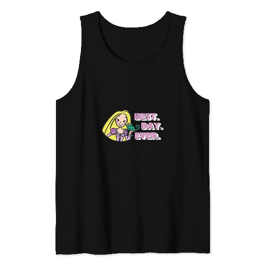 Disney Tangled Rapunzel Pascal Drawing Best Day Ever Logo Tank Tops
