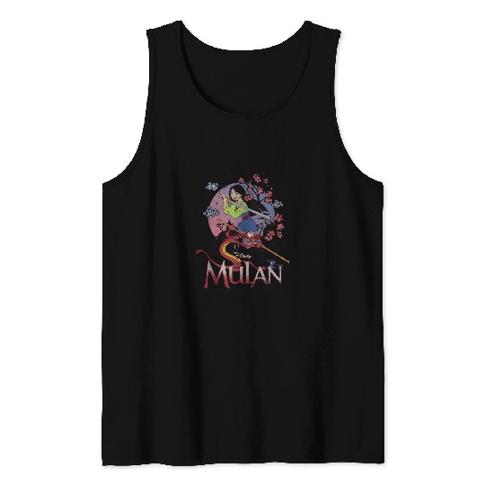 Disney Mulan And Mushu Collage Portrait Logo Tan Tank Tops