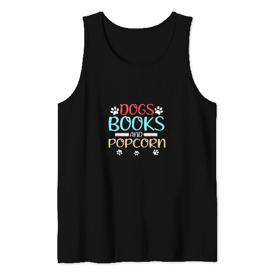 Book Lover Dogs Books and Popcorn 1 Tank Tops