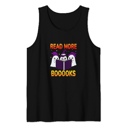 Cute ghosts Read More Booooks Teacher Book Library Halloween Tank Tops