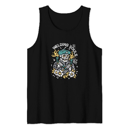 Welder Welding Souls Halloween IronWorker Welder Tank Tops