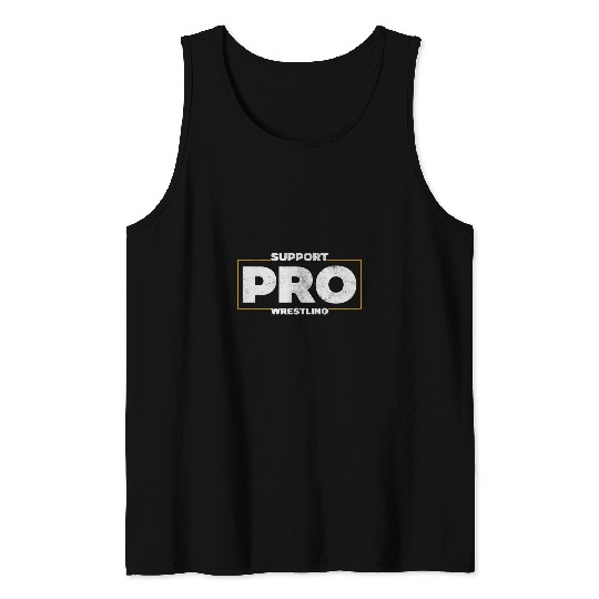 Support Pro Wrestling Smark Fan Distressed Logo Tank Tops