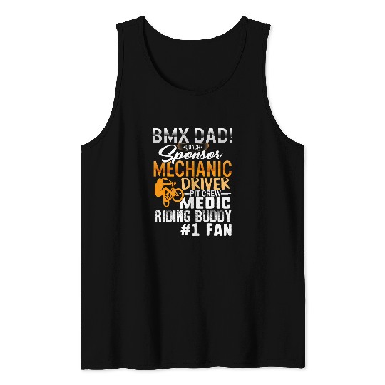 BMX Bike Ride Crash Swear Repeat Fathers Day Dad Husband Men Tank Tops