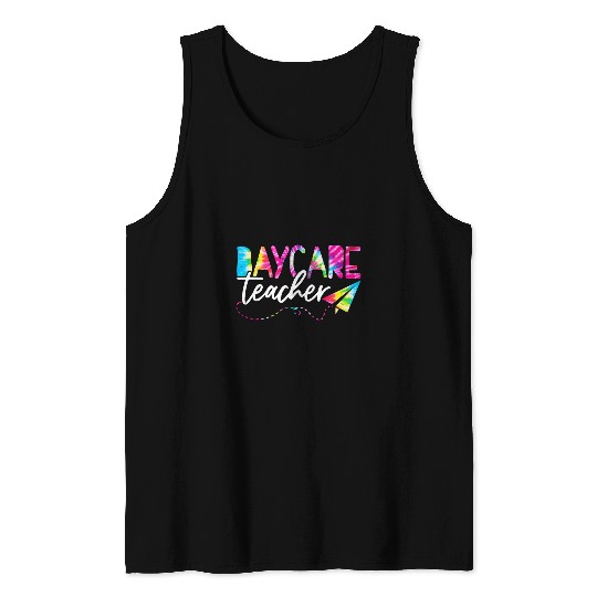 Tie Dye Daycare Teacher Provider Cute Worker Back To School Tank Tops