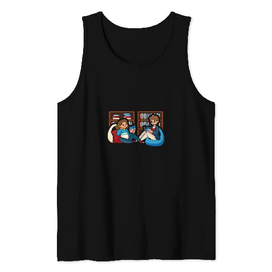 Book American Flag Bookworm USA Lover Literature Tank Tops