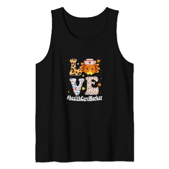 Retro Gobble Gobble Thanksgiving Health Care Worker Turkey Tank Tops