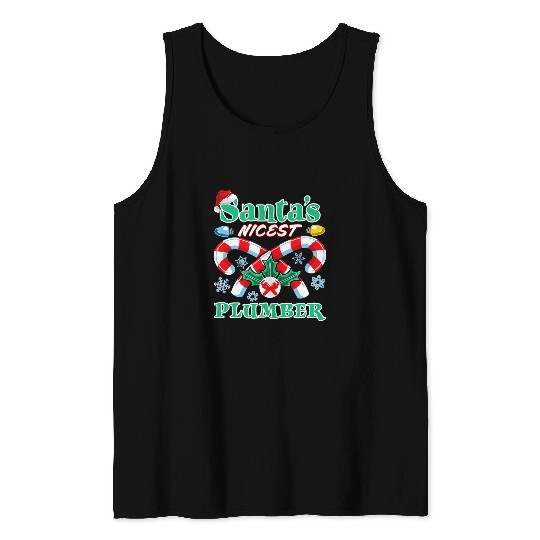 Santas Nicest Plumber Christmas Naughty Or Nice List Tank Tops